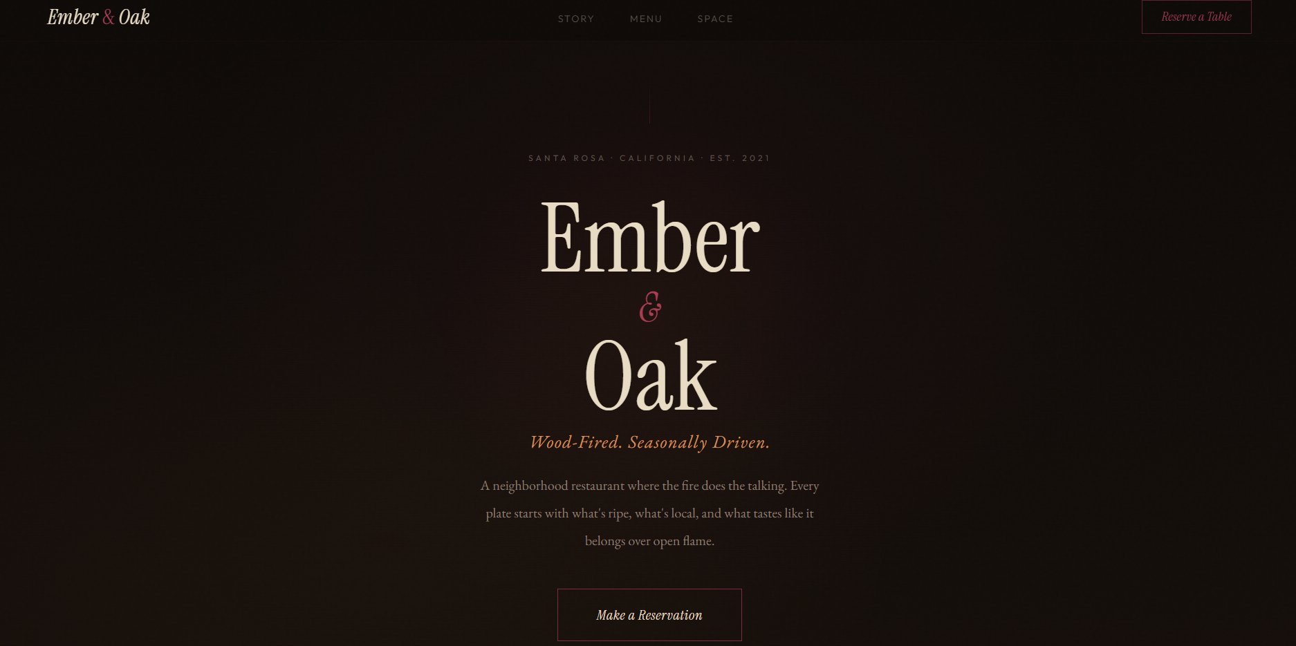 Ember & Oak Restaurant demo